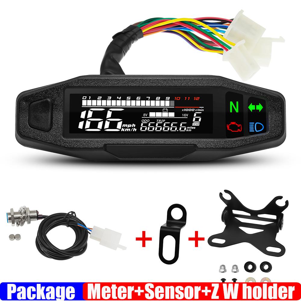 Universal LCD Digital Motorcycle Meter Speedometer Odometer RPM Fuel Meter LCD Digital Gauge Turn Signal Light for All Motor