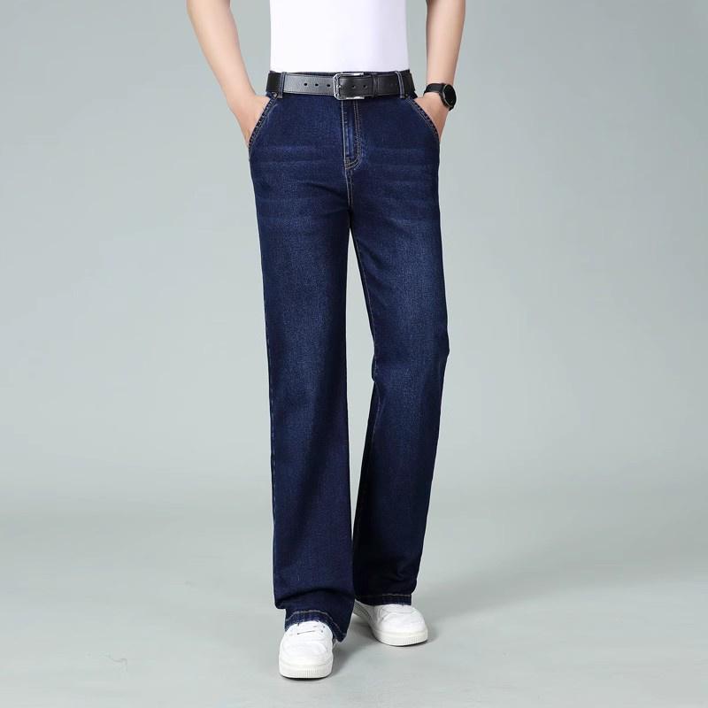 

Мужские джинсы большого размера со средней посадкой и эластичными вставками, мужские свободные повседневные темно-синие джинсы 29 темно-синий