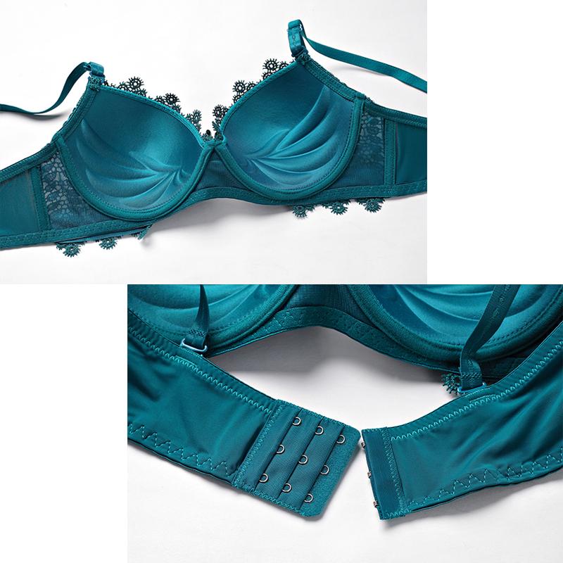 Julexy Push-up-BH-Set für Damen, Unterwäsche, Spitzen-Dessous, Büstenhalter und Slip, verstellbares Bralette-Höschen