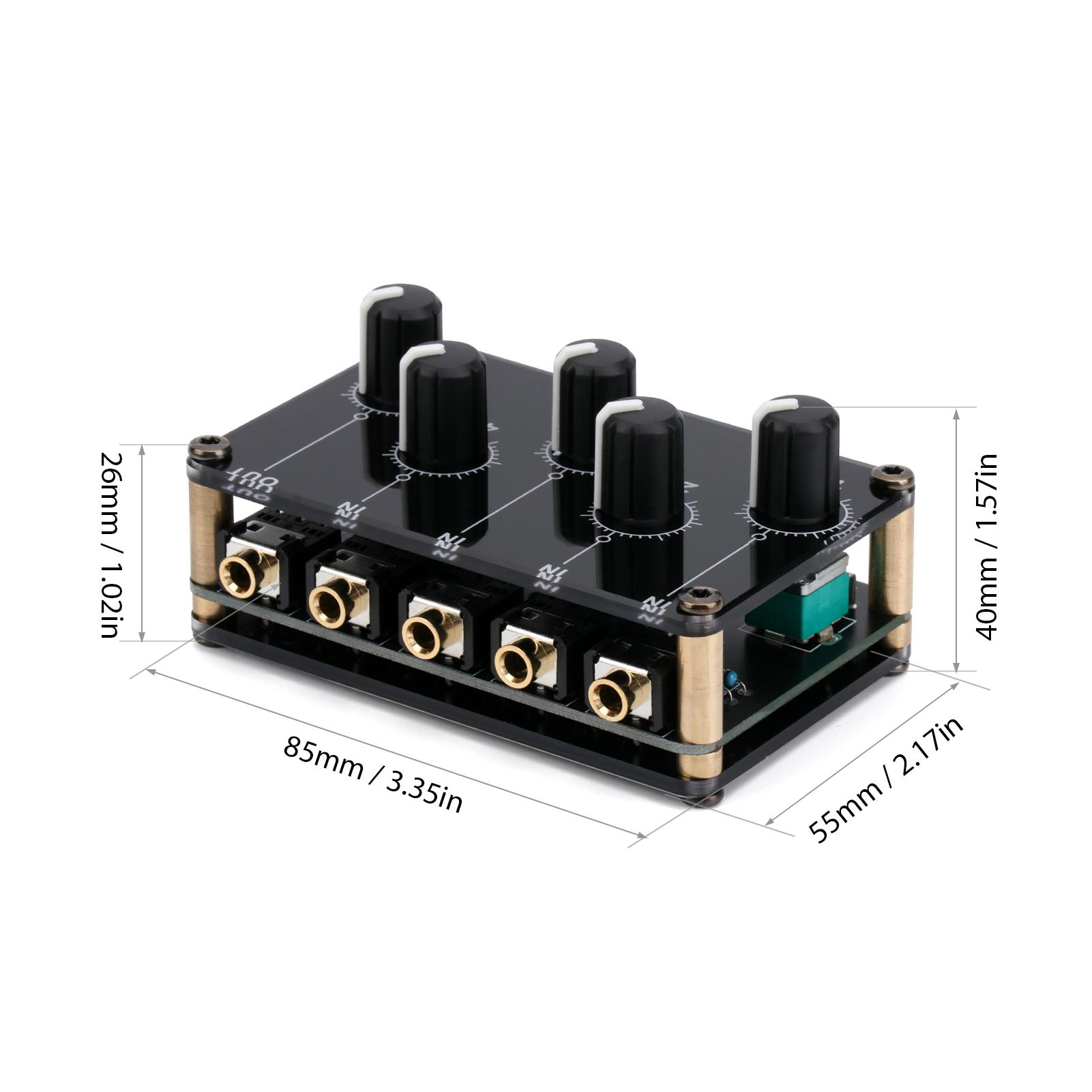 Mini Stereo 4-Channel Passive Mixer Audio Mixer 4 Audio Input to 1 Output Ultra Compact 4-in-1-out Passive Mixer Module