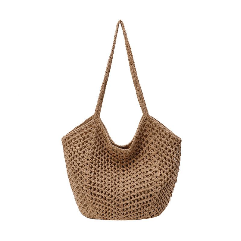 New Fashion Casual Lazy Wind Woven Tote Bag Commuting Light Hollow Armpit Shoulder Beach Bag Women