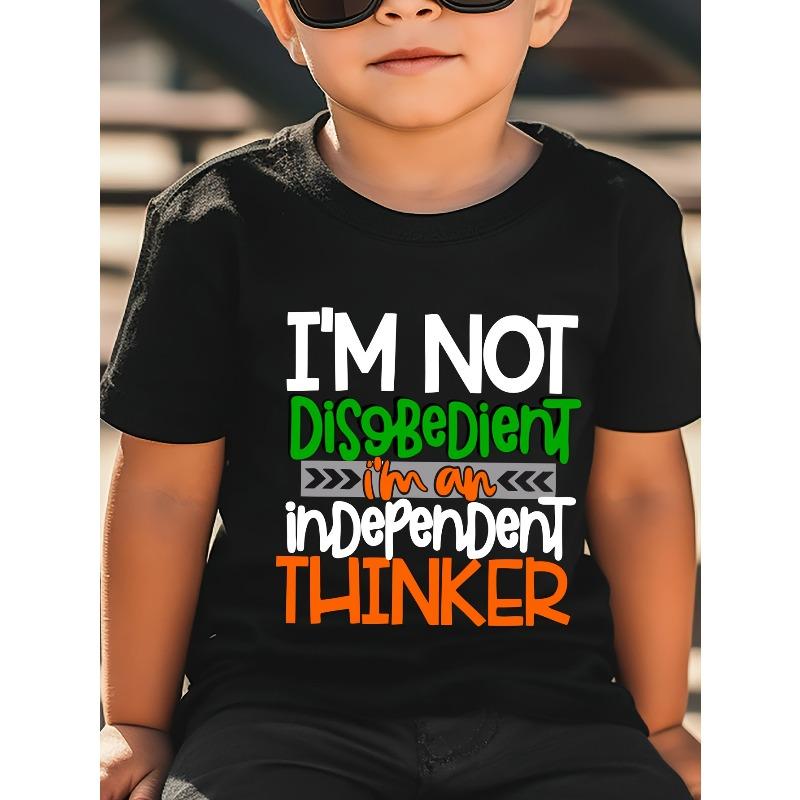 

European Size Cute T Shirts Boys Black T Shirt Casual Summer Fashion with Pink Letter Print Comfy Short Sleeve Crew Neck 164cm