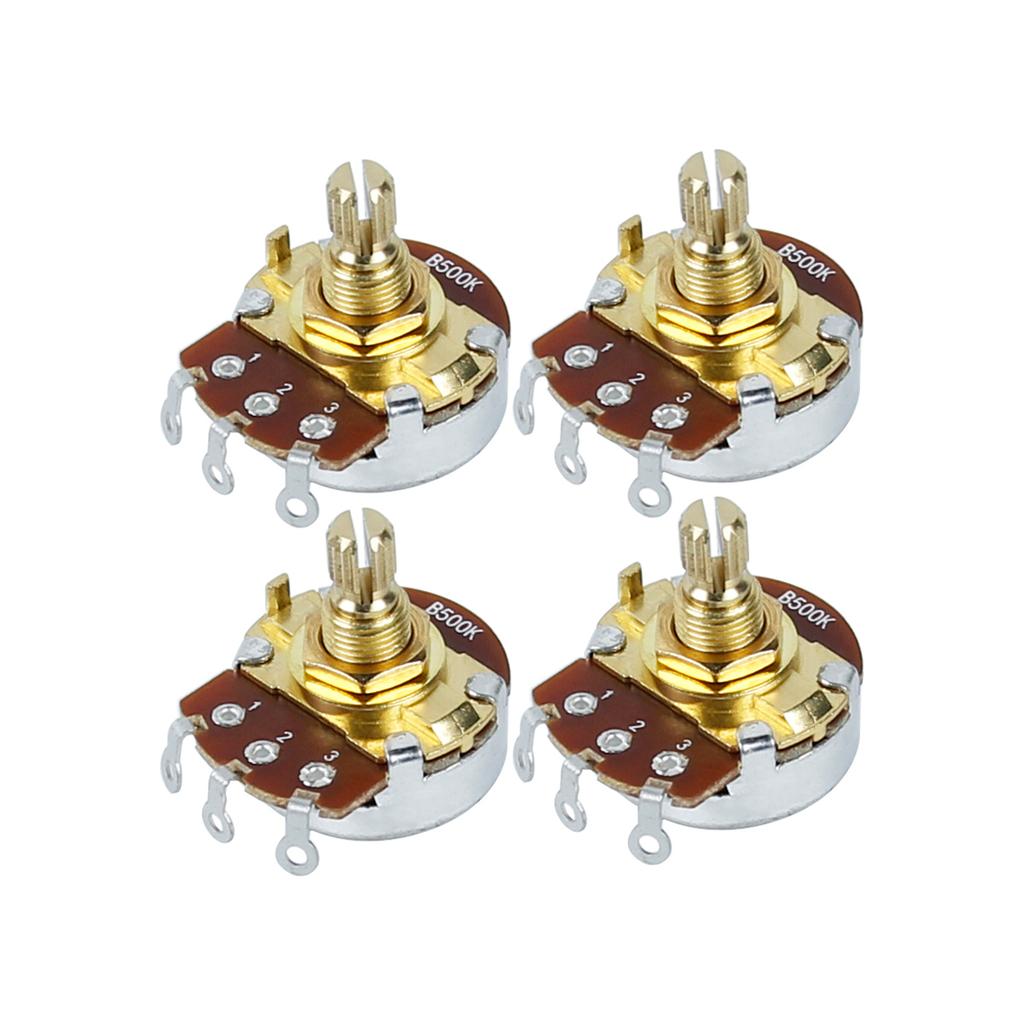 FLEOR 4 Stück Goldener kurzer Schaft Potentiometer Gitarren Potis 500K 250K Wählen Sie E-Gitarrenteile