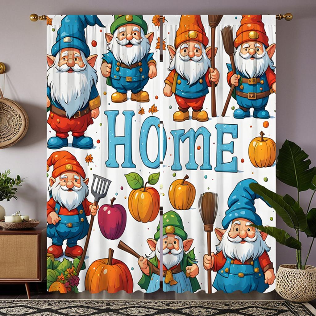 Hd Santa Claus Decorated Curtain Broom Blue Tie Digital Printed Home Decoration Style Living Room Curtains Set Of 2 Made Polyester Decor