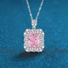 Princess Style Pink, Red, and Blue Diamond S925 Silver Pendant Necklace - Women's Versatile Fashion