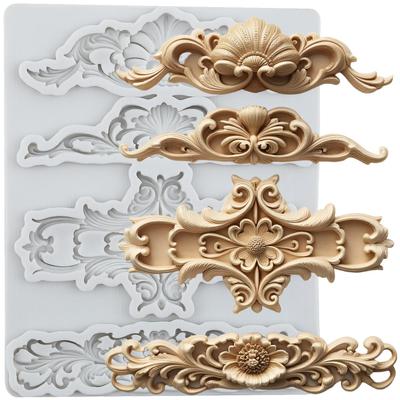 Barockrand Silikonformen Relief Blume Fondantform Kuchen Dekorationswerkzeuge Cupcake Topper Süßigkeiten Schokolade Gumpaste Form