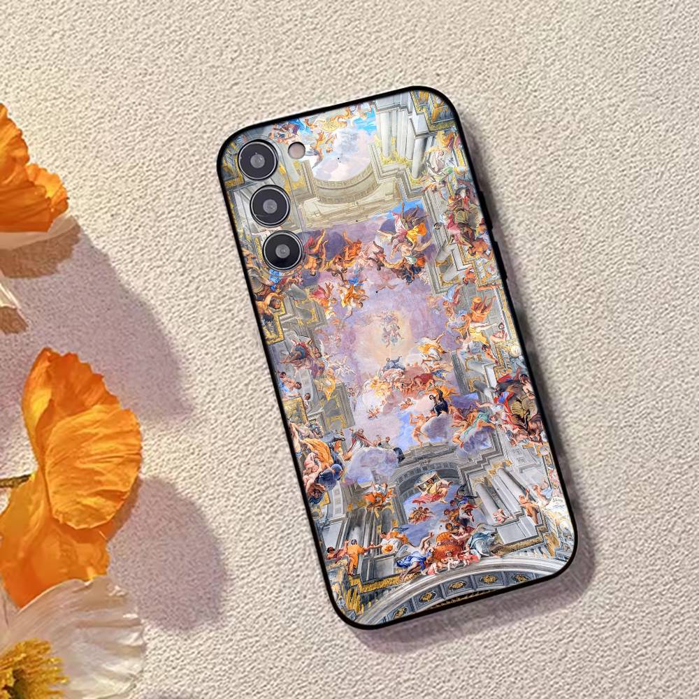 R-Renaissance art Painting Phone Case Black Silicone Soft For Samsung Galaxy A73,A72,A71,A70,A53,A52,A51 Samsung a71 4g
