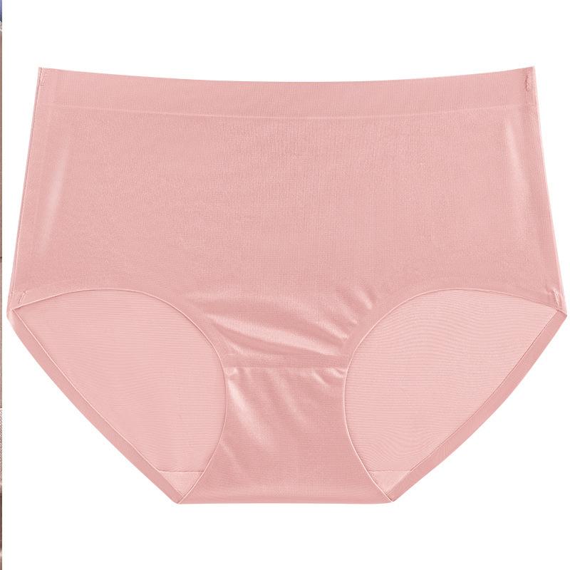 Plus Size Ladies Summer Thin Shiny Bread Hip No Trace Ice Silk Breathable High Waisted Briefs
