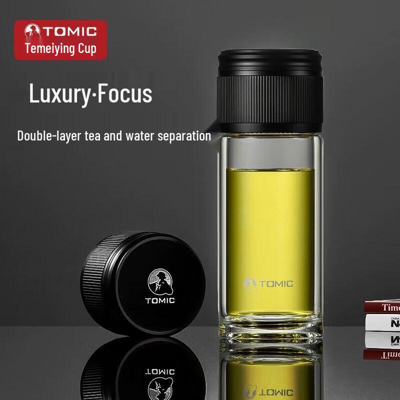 TOMIC Double-Wall Glass Tea Infuser Bottle