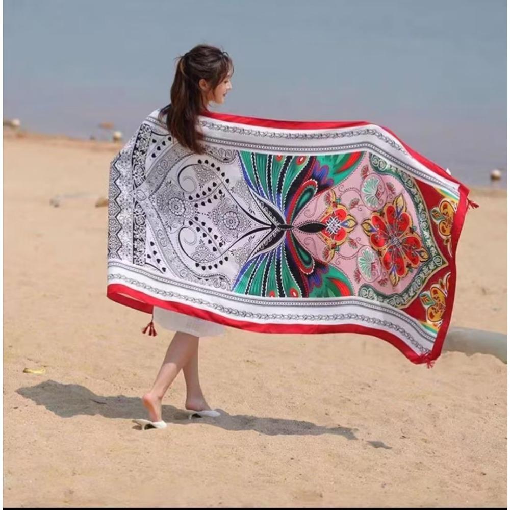 Chaka Salt Lake Great Northwest Tourism Ethnic Style Scarf Silk Scarf Women'S Summer Seaside Beach Shawl Sunscreen Thin