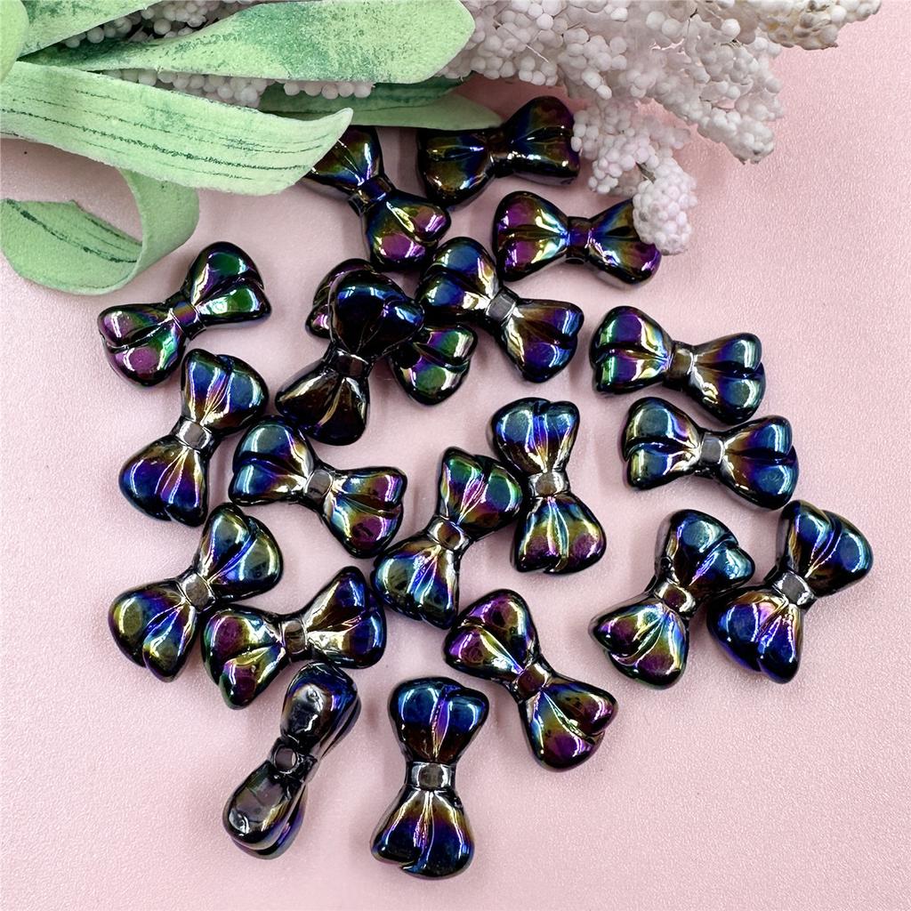 Hanmade Small Bow Beads Fashion Necklace Dazzle 9.7*17.9mm Key Chain Making DIY Beading Material Acrylic 20pcs for Bracelet Pendant