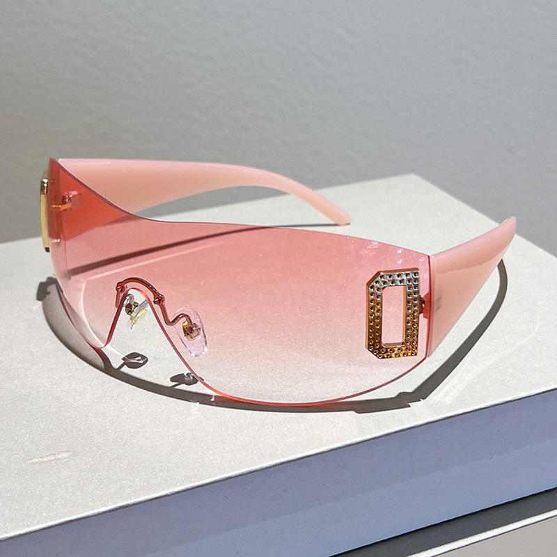 Vintage Y2K Fashion One Piece Rimless Sunglasses Women For Men Luxury Brand Designer Punk Sun Glasses Sport Goggle Shades UV400