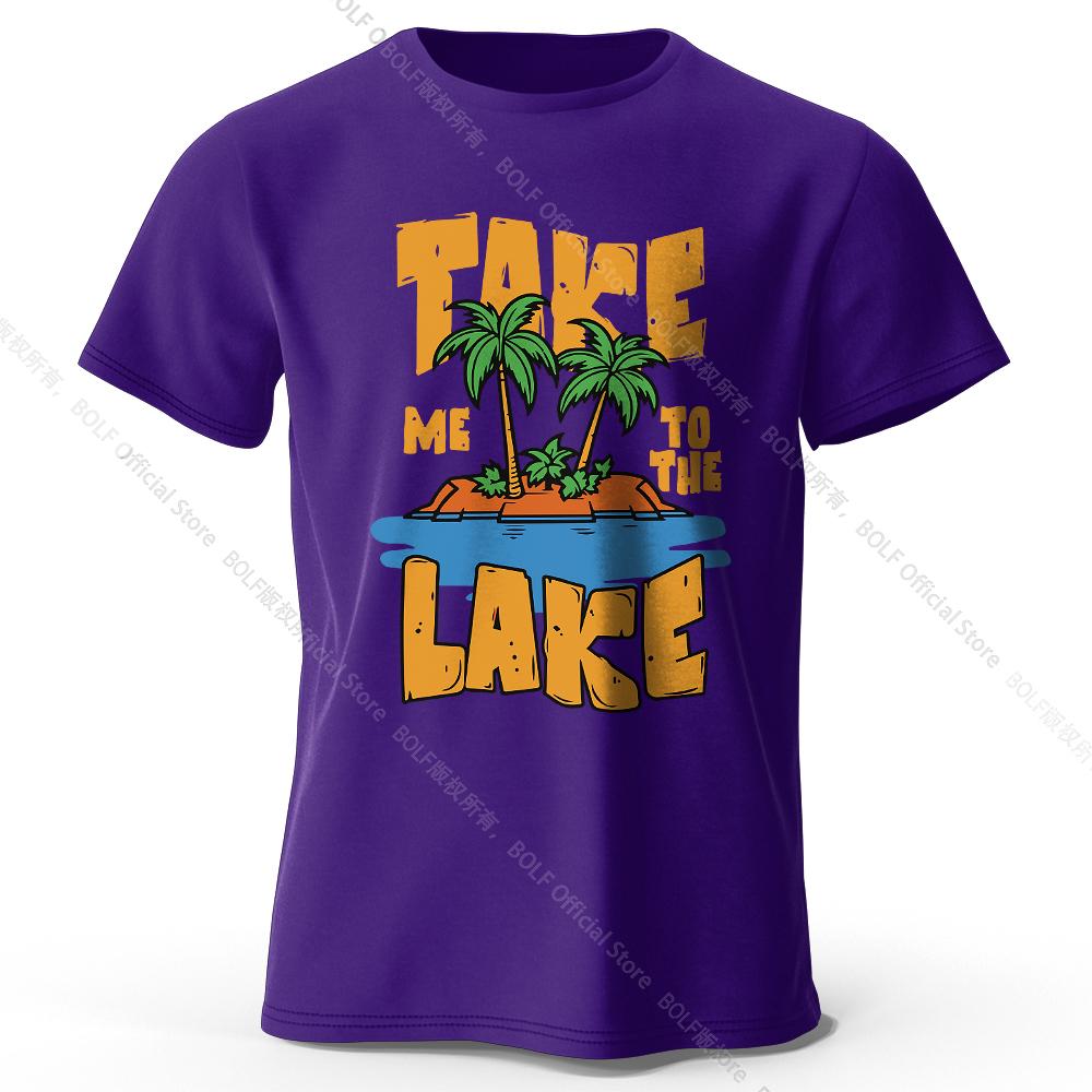 Take Me To The Lake Printed T-Shirt 100% Cotton Oversized Nature Graphic Tees for Men Women Summer Tops Lakeside Streetwear