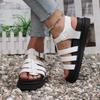 Women Sandals Summer 2025 Roman Style Sandals Thick Bottom Flat Roman Strap Beach Shoes for Women Platform Casual Flats Shoes