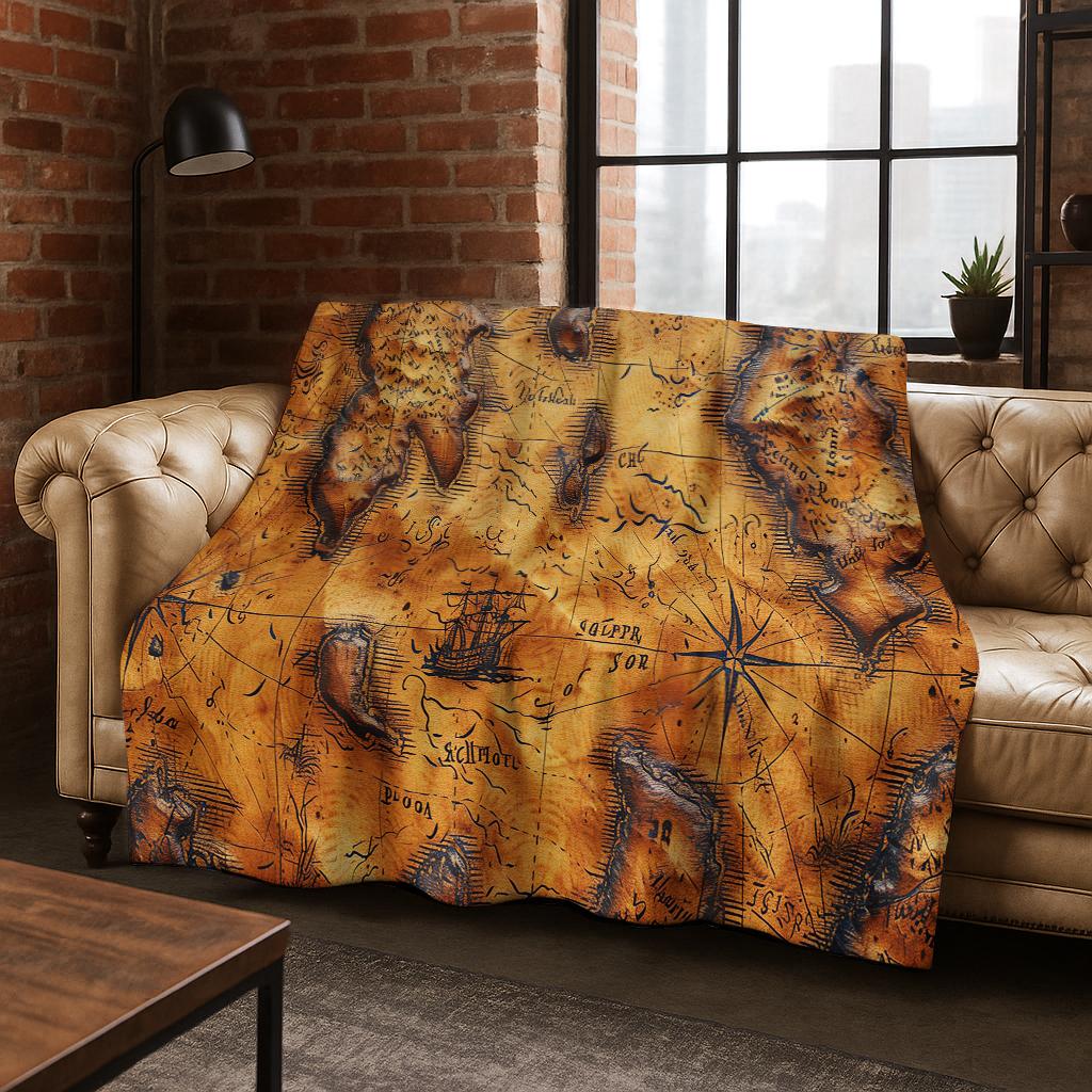 Retro Navigationskarte Kompass Flanell Decke Weiche Warme Überwurfdecke für Bett Schlafzimmer Zimmer Wohnzimmer Reise Camping Picknick Geschenk