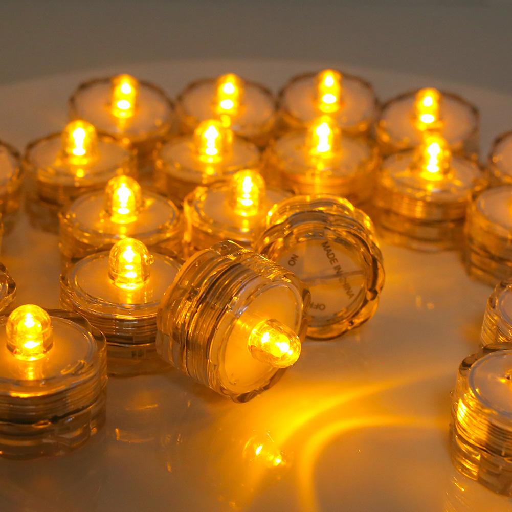 12Pcs Submersible Waterproof LED Tea Light Pond Underwater Tealights Battery Operated Flameless Electric Candles Vase Pond Decor