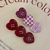 Sweet Check Love Button Hair Clip Side Bangs Girly Cute Duckbill Clip Hair Accessories