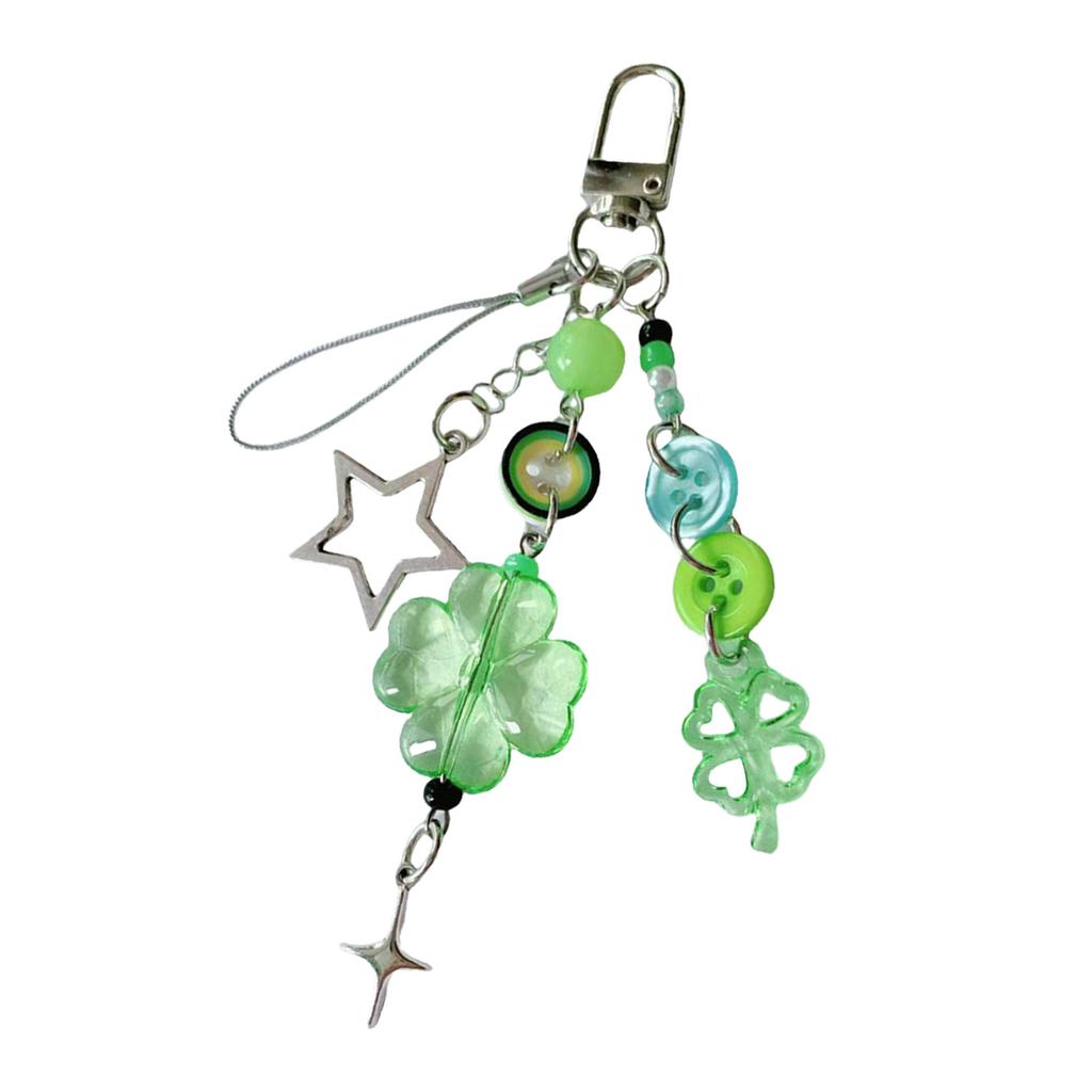 Stylish Lucky Clovers Phone Charm Handmade Craft Supplies Resin and Alloy Phone Chain for Bags and Adults Daily Use
