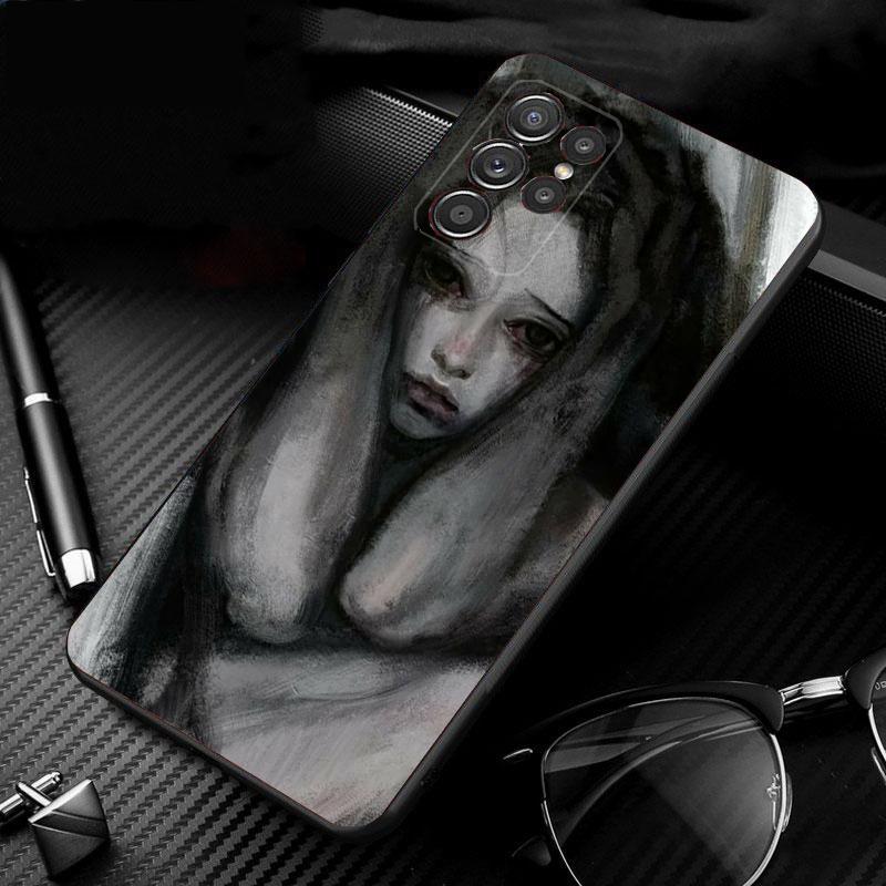 Phone Case For Samsung Galaxy S26 S25 S24 S23 S22 S21 Ultra S24 S23 S22 S21 S25 Plus S24 FE Horror Ghost Girl Art