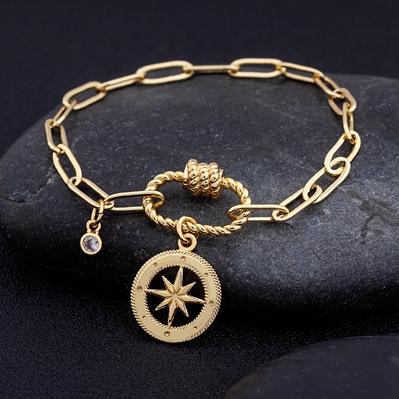 Nidin 17 Styles Light Luxury Copper Zircon Star Moon Pendant Bracelets For Women Men Link Chain Bracelets Geometric Jewelry