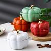 Pumpkin Ceramic Bowl with Lid 15oz Pumpkin Soup Bowl with Handle Pumpkin Decor Storage Jar for Home Thanksgiving Halloween Party