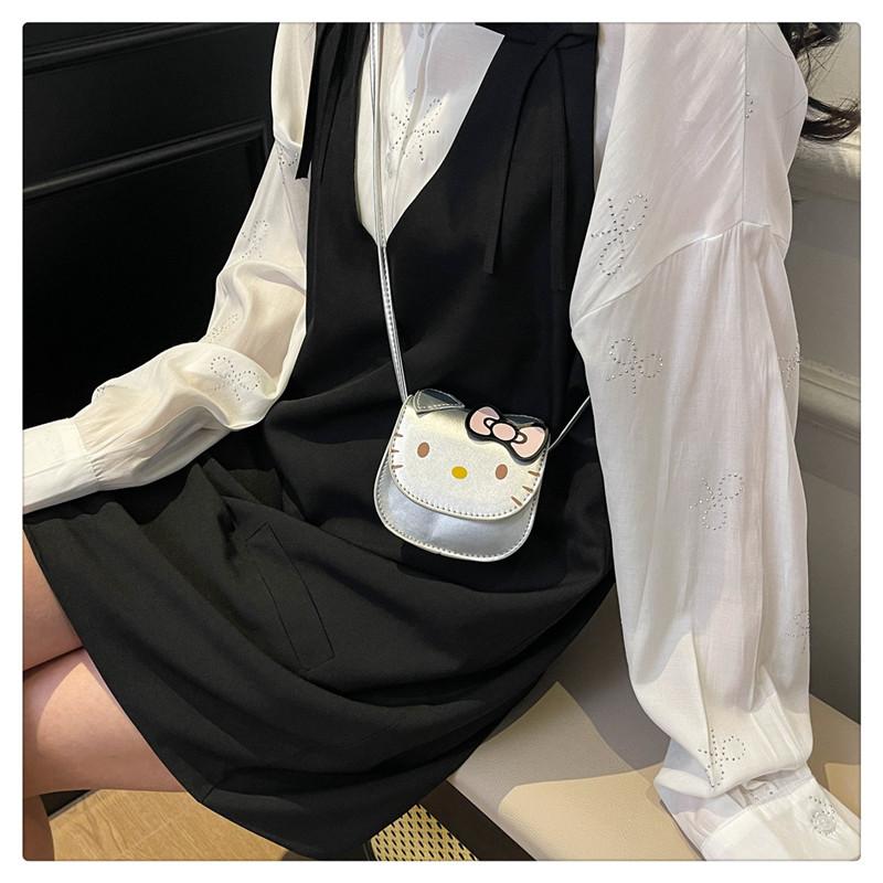 Hello Kitty Mini Bag for Girls Cute Cartoon Cat Shoulder Crossbody Bag Small Square Coin Purse KTB