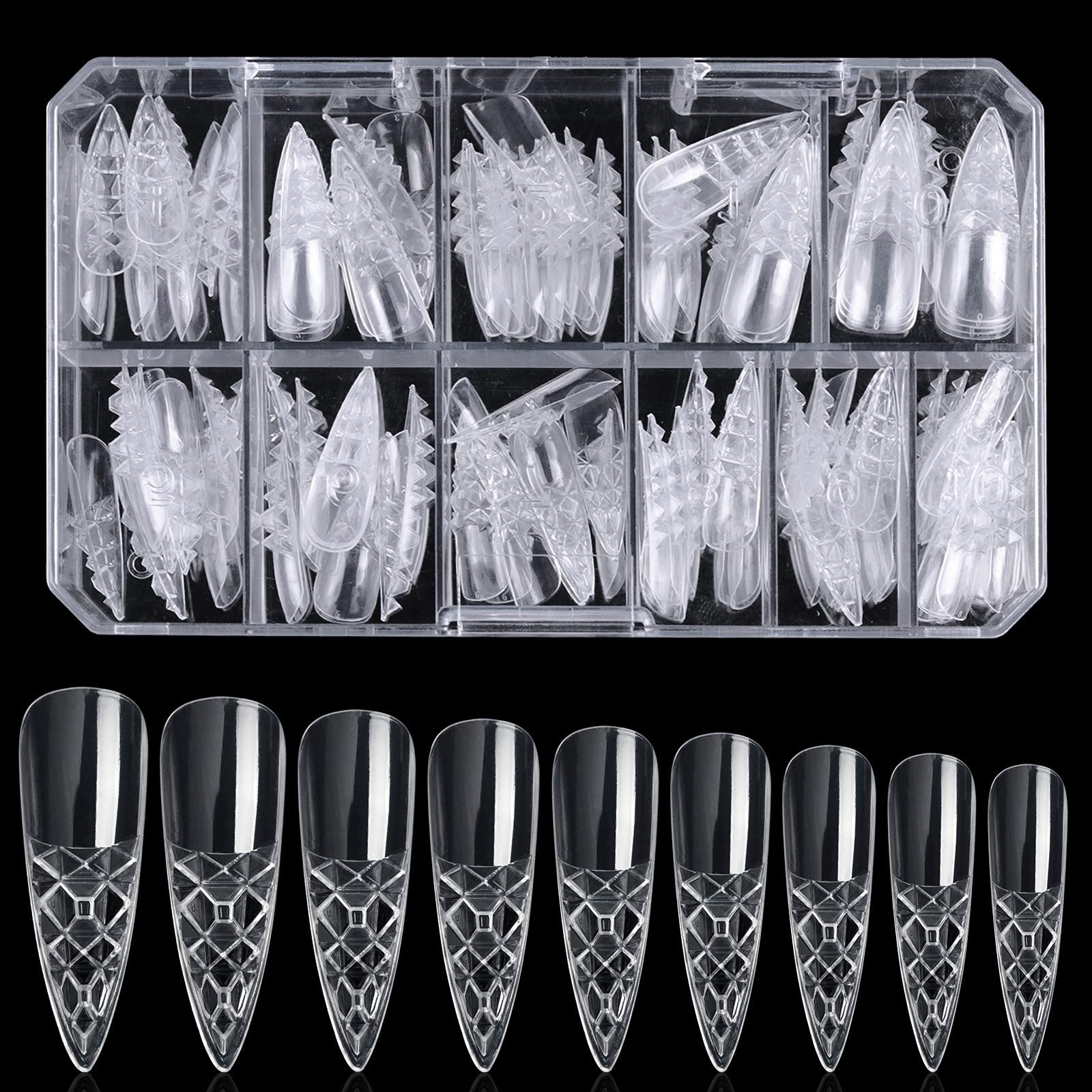 

Накладные ногти с цветной глазурью, накладные ногти-стилеты, трапециевидные, вогнутые, выпуклые, акриловые, длинные, полное покрытие, прозрачные