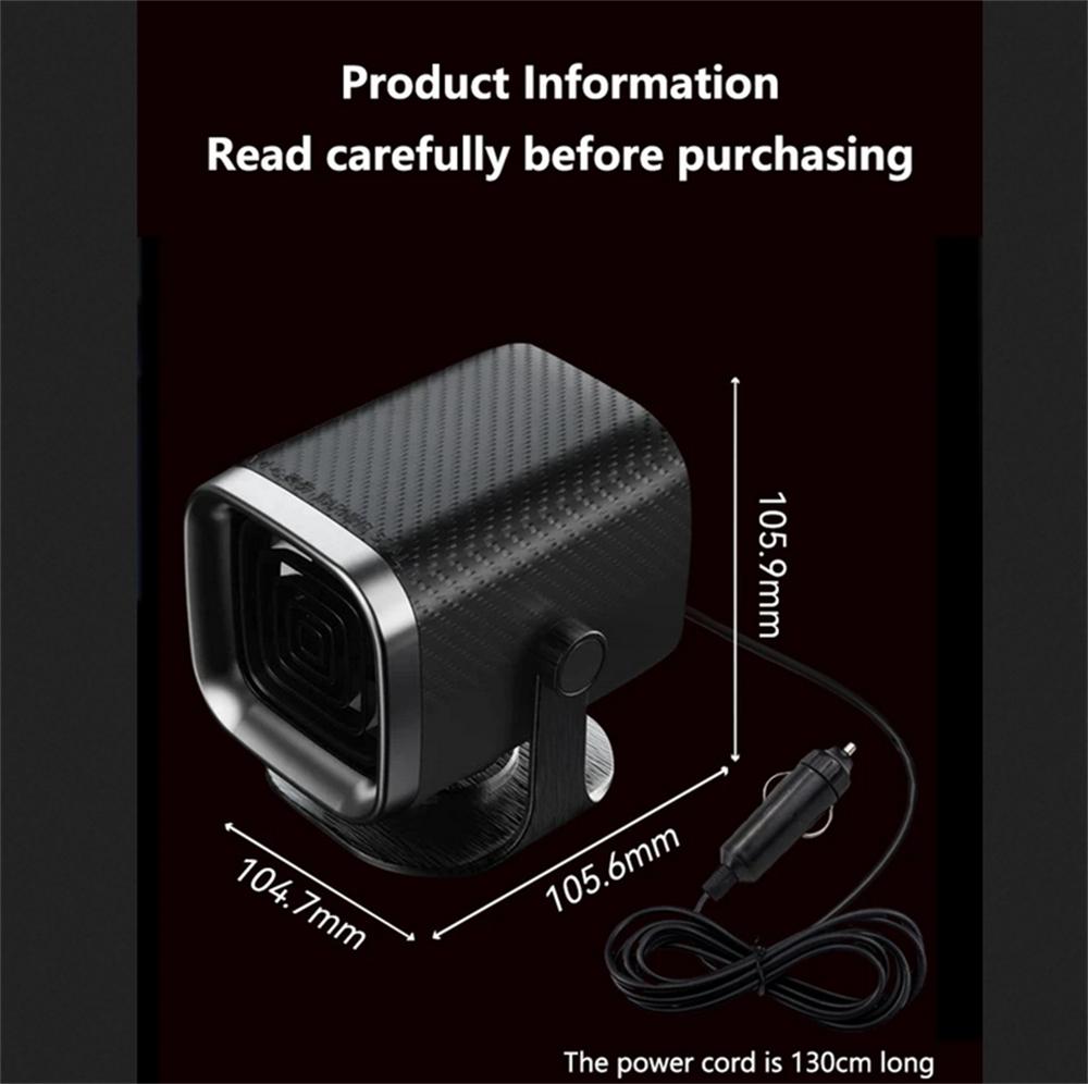 24V Car Truck Heater 150W Portable Electric Heating Fan Defroster Demister Black