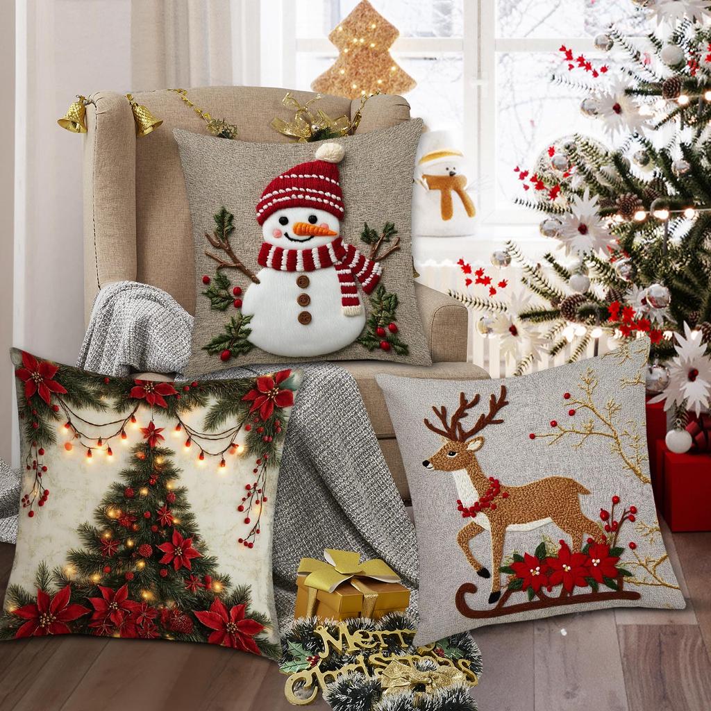 Plyšový Kreslený Sněhulák Vánoční Los Polštář