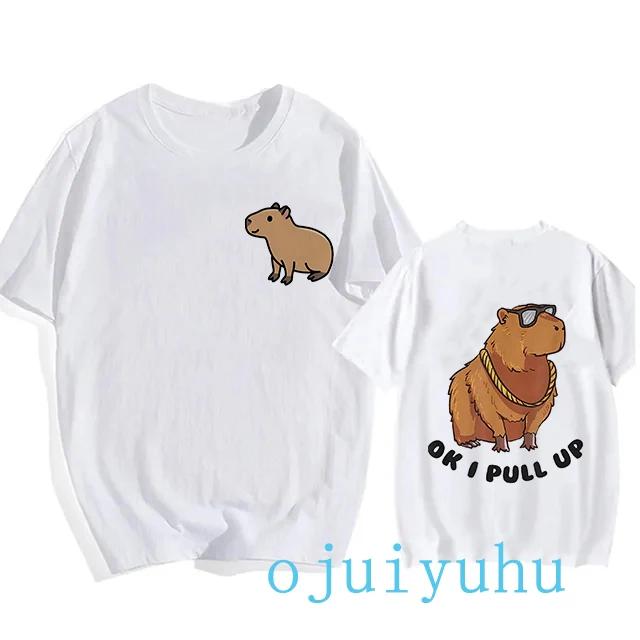 Fashion Capybara T Shirt Men/women EU Szie T-shirt Funny Capibara Harajuku Tees Tops Cartoon Mange Y2k 90s Grunge Tshirt Clothes