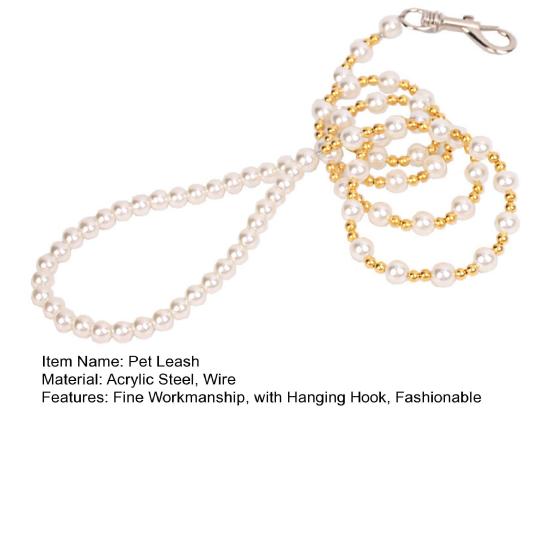 Stylowa Luksusowa Uprząż dla Psa z Perłami i Koralikami, Smycz, Drobne Wykonanie z Haczykiem do Zawieszania