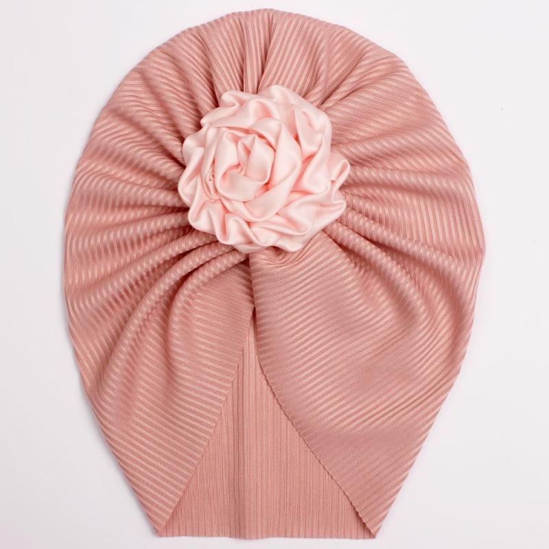 

New threaded children s hats, cute flower solid color children s pullovers, thin baby caps