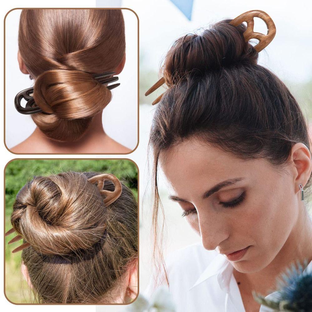 Handmade Carved Retro Hair Sticks Wooden Hair Pins Fashion French Hair Chopsticks  Women