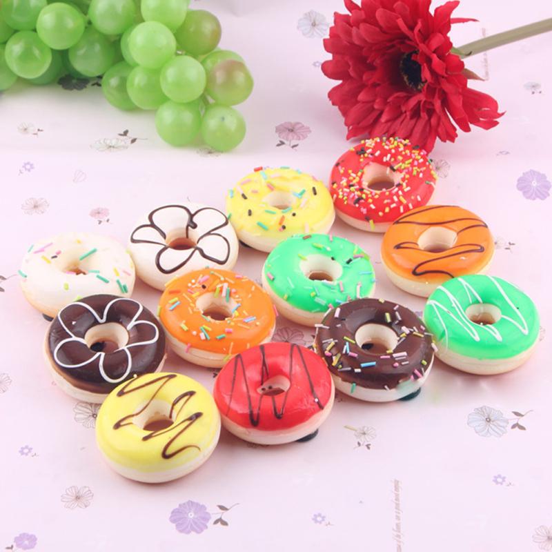 Colorful Simulation Donut Ornaments Fake Cake Model Fun Toys Soft Decoration Home Kitchen Creative