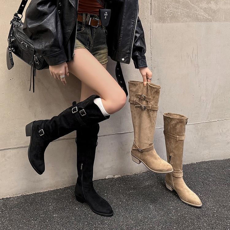 Long Boots Ladies 2025 Huge Good Looking Autumn Skinny Royal Sister Knight Tall Suede Pile Lazy Western