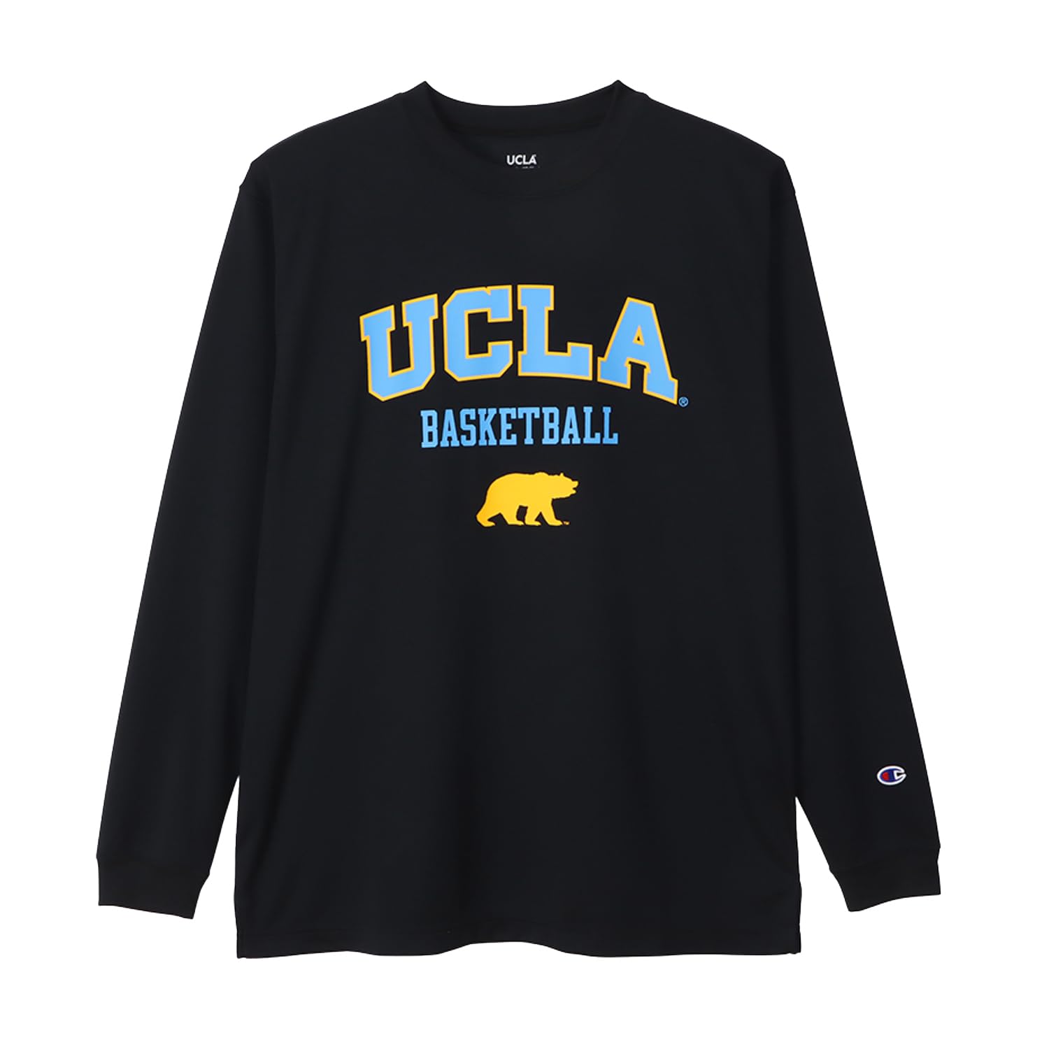 

Champion UCLA Basketball Long Round Antibacterial and Odor Graphic T-Shirt, Sleeve, Neck, Resistant, Print, C3-YB465-090-M чёрный