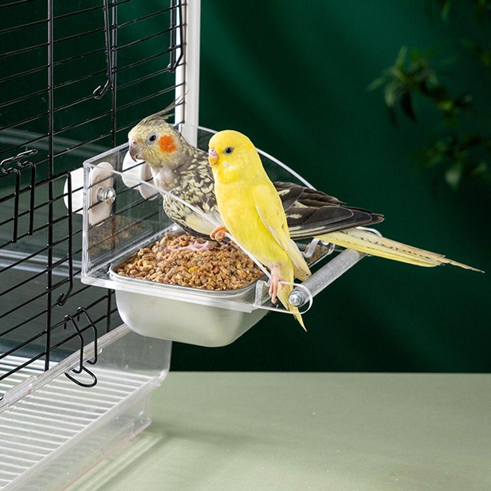 

Spillproof Cage Bird Feeder Detachable Clear Feeding Bowl Bird Food Container Cage Accessories Style 2