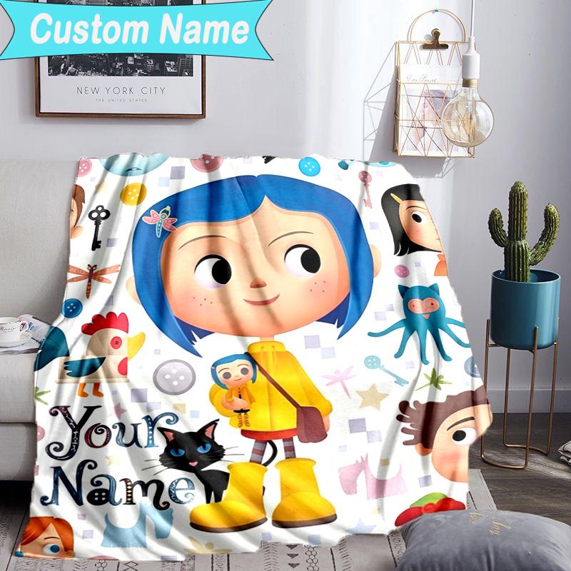 Custom Name Blanket Mystery Coraline's World Blanket Bedding Blanket for Travel, Camping, Living Rooms, Offices, Sofas, Fan Christmas gift