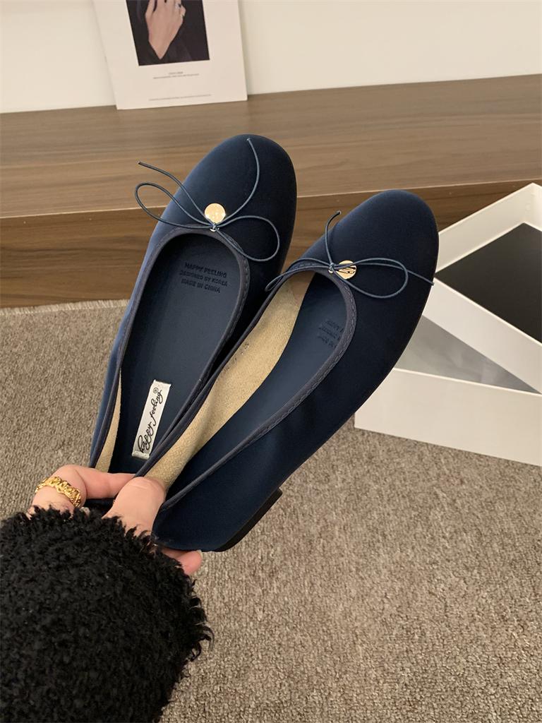 IPPEUM Women Ballerina Shoes Satin Round Toe Mary Janes Ballet Flats