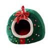 Plush Christmas Cat House Cozy Cave Bed Enclosed Tent for Indoor Cats Pet Gift Bedding for Winter Holidays