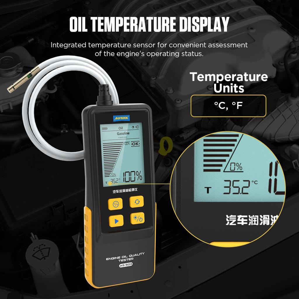 AUTOOL Engine Oil Tester with Digital Display for Auto Check Gasoline & Diesel Car Engine POA Oil Quality Repair Tools AS503