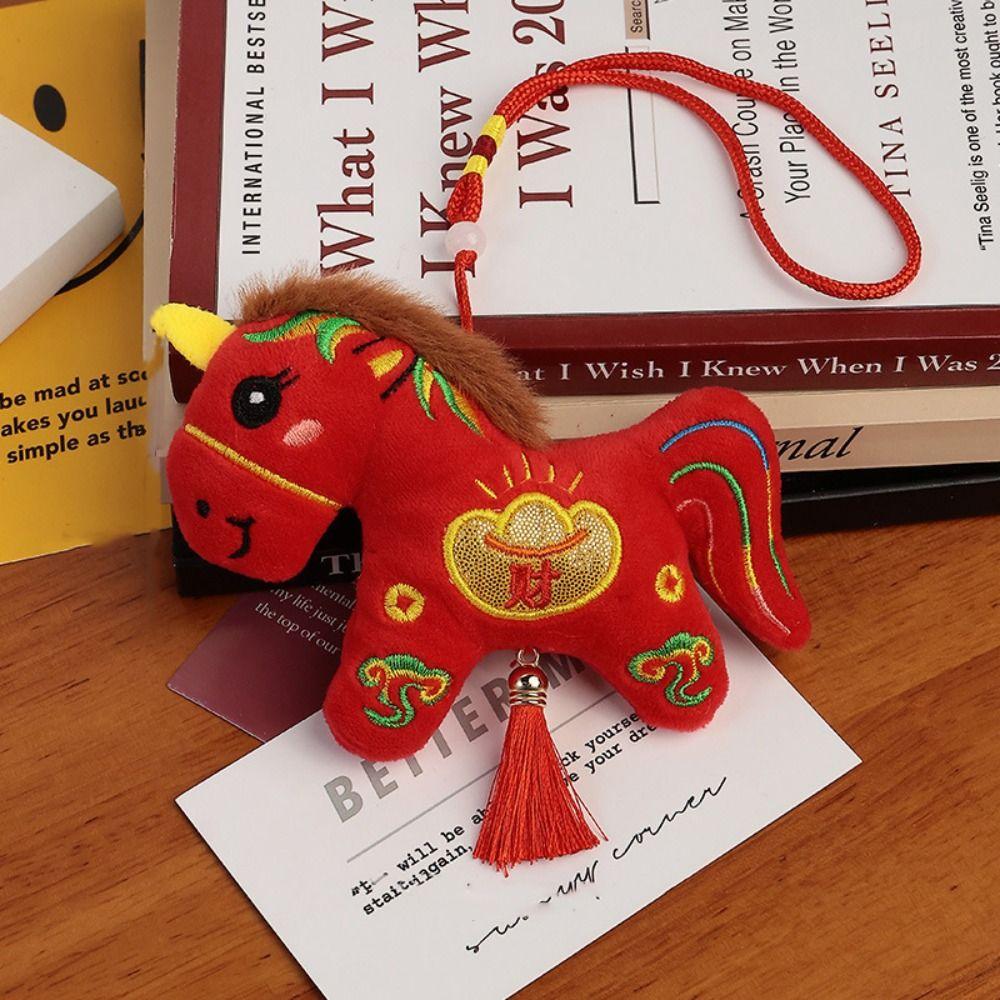 Lucky Chinese Zodiac Horse Doll Red Mascot Wealth Pony Pony Plush Doll  New Year