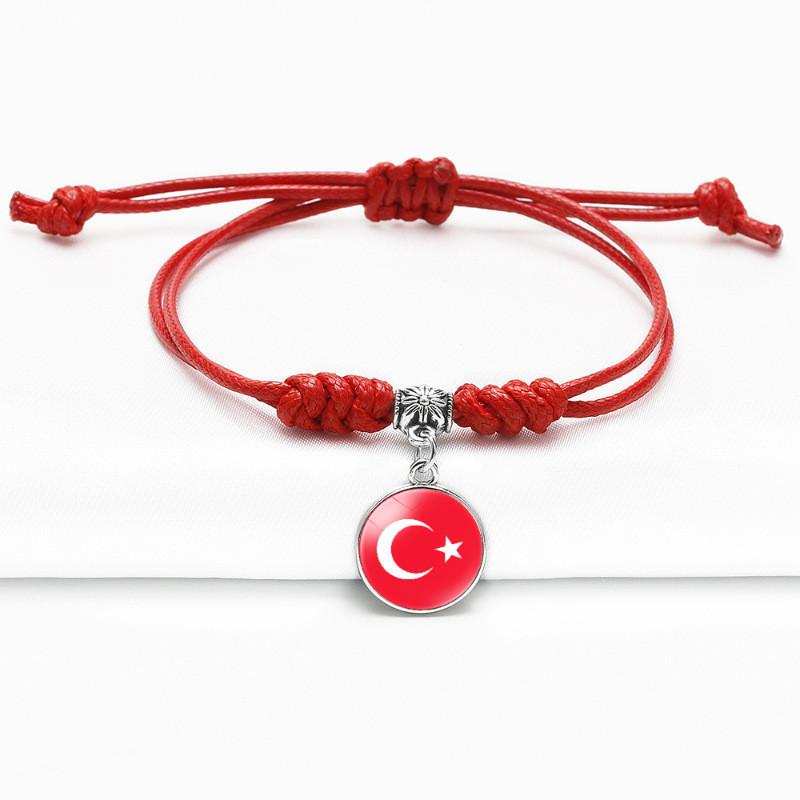 Red Bracelet Trendy With Timeless Gem European Country Flags Unisex Material Mixed