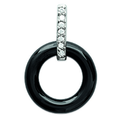 [L6700] - Silberanhänger 'Sissi' schwarz (Keramik) rhodiniert - 18 mm