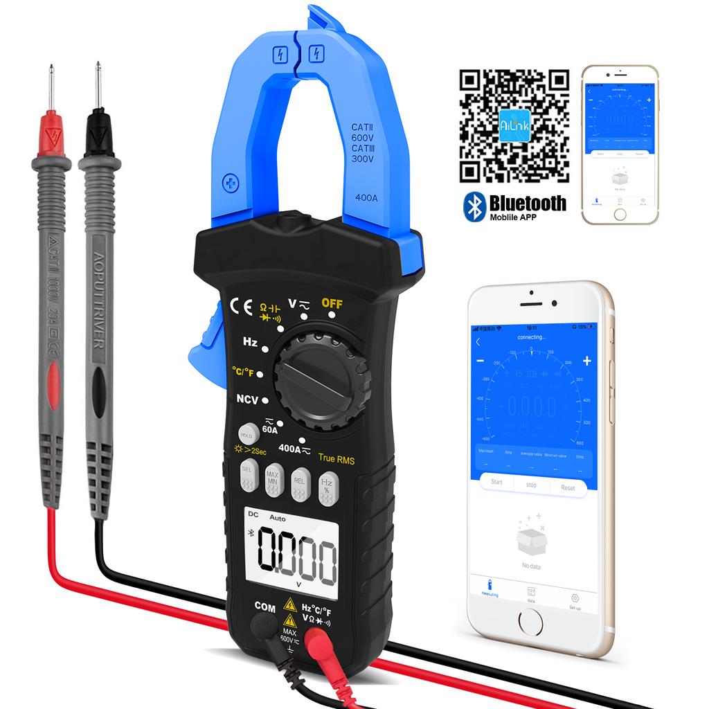 HP-7200-APP Bluetooth Clamp Meter, TRMS 6000 Counts Digital Multimeter, Non-contact AC DC Voltage Current Resistance Tester