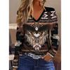 Vintage Women's T-Shirt Floral Graphic Plants Elegant Fashion Tee Long Sleeve T-shirts V-Neck Regular Tops Pullover Fall Winter
