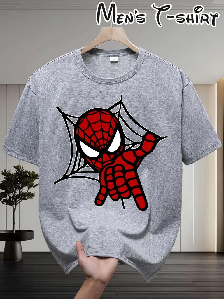 2026 neues Marvel SpiderMan T-Shirt Herren Sommer Oversized Tee Niedlich Cartoon Netz Grafikdruck Kurzarm Streetwear Hohe Qualität