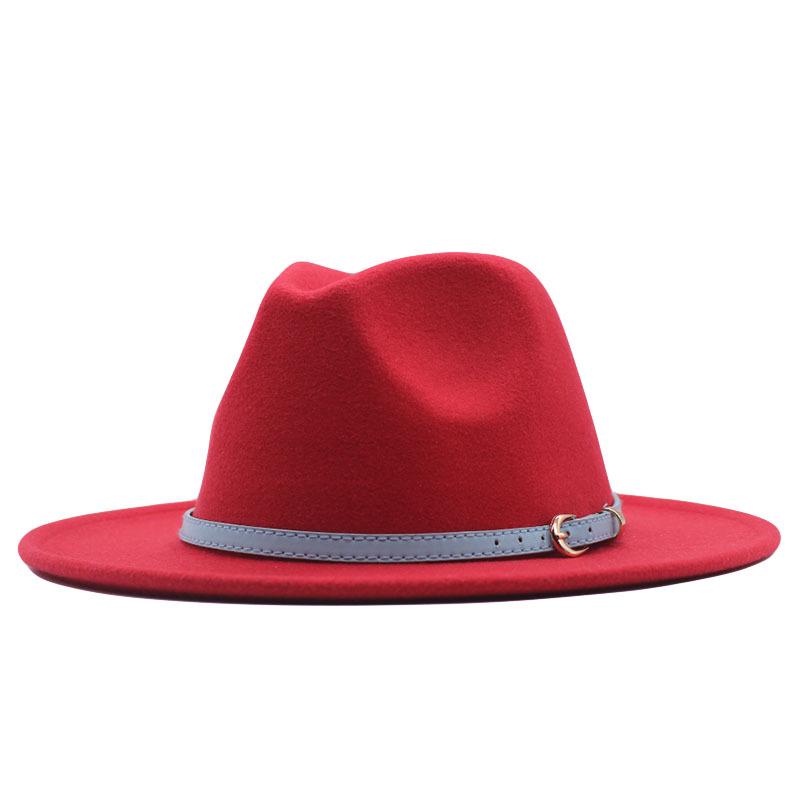 Women's Wool Fedora Hat with Flat Brim - Autumn/Winter Accessory in Solid Black Jazz Style