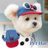 Korean Style Dog Sun Hat with Sunglasses Adjustable Puppy Baseball Cap  Beach Activities