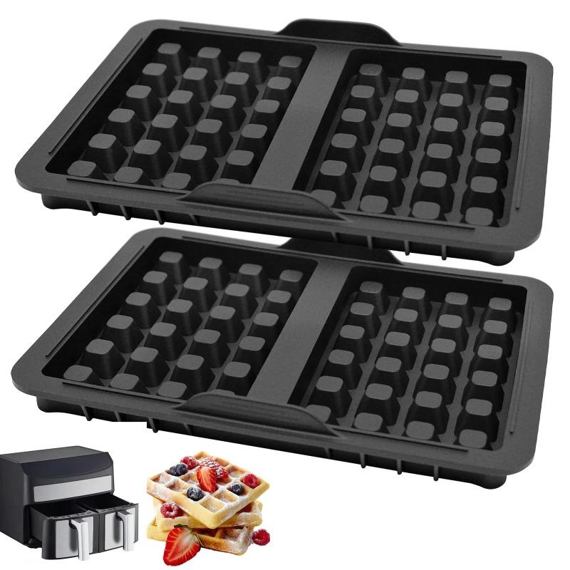 2Pcs Air Fryer Silicone Waffle Moulds Rectangle Food Grade Waffle Mold For Cake Chocolate Air Fryer Accessories Baking Moulds